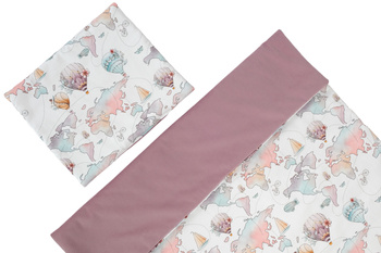 Kocyk średni + poduszka "Fioletowe mapy"