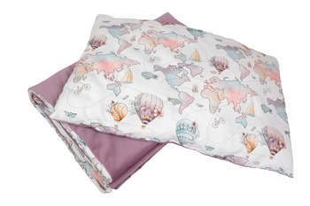 Kocyk duży + poduszka "Fioletowe mapy"