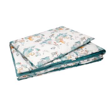 Kocyk duży + poduszka "Zielone mapy"