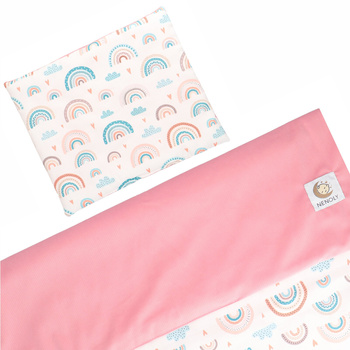 Kocyk średni + poduszka "Kolorowe tęcze"