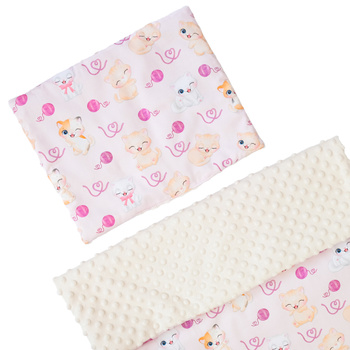 Kocyk mały + poduszka "Kotki na różowym"