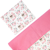 Kocyk średni + poduszka "Pieski w kwiatach"