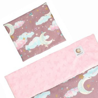 Kocyk mały + poduszka "Księżyce na fioletowym"